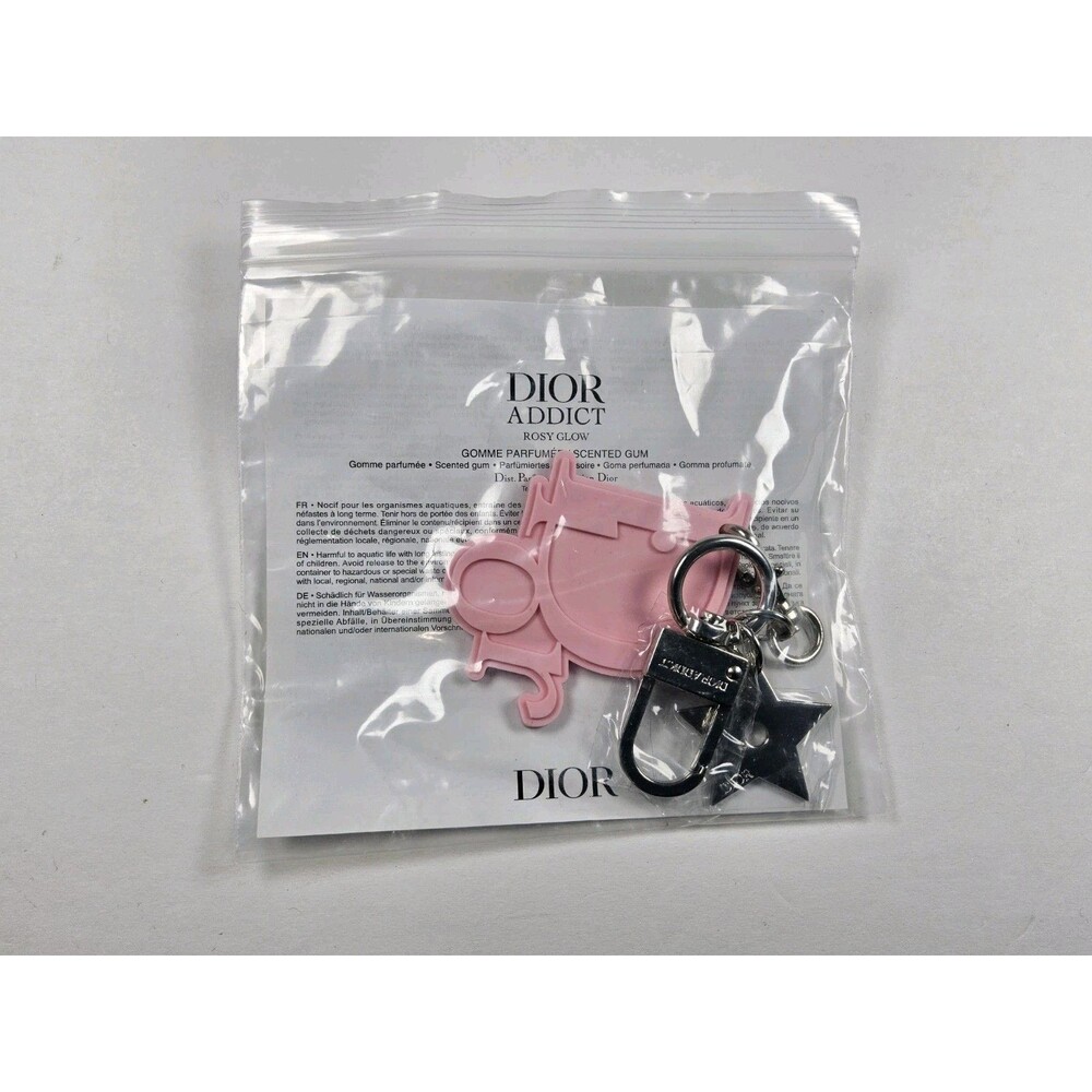 Dior Beauty Addict Rosy Glow Gum Scented Pink Rubber Keychain W/ Charms GWP